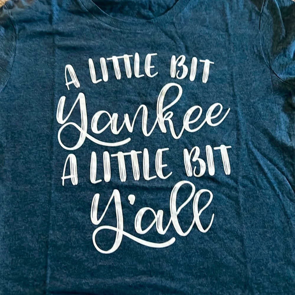 A Little Bit Yankee a Little Bit Y’all Navy Heather T-shirt